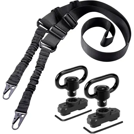 2 Point Rifle Sling Adjustable with 1.25 Inches QD Sling Swivel Mounts for M-Rail
