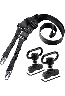 2 Point Rifle Sling Adjustable with 1.25 Inches QD Sling Swivel Mounts