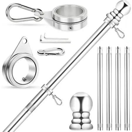 House Flag Pole 5 FT Metal Spinning Flagpole Kit for 3x5 Flag